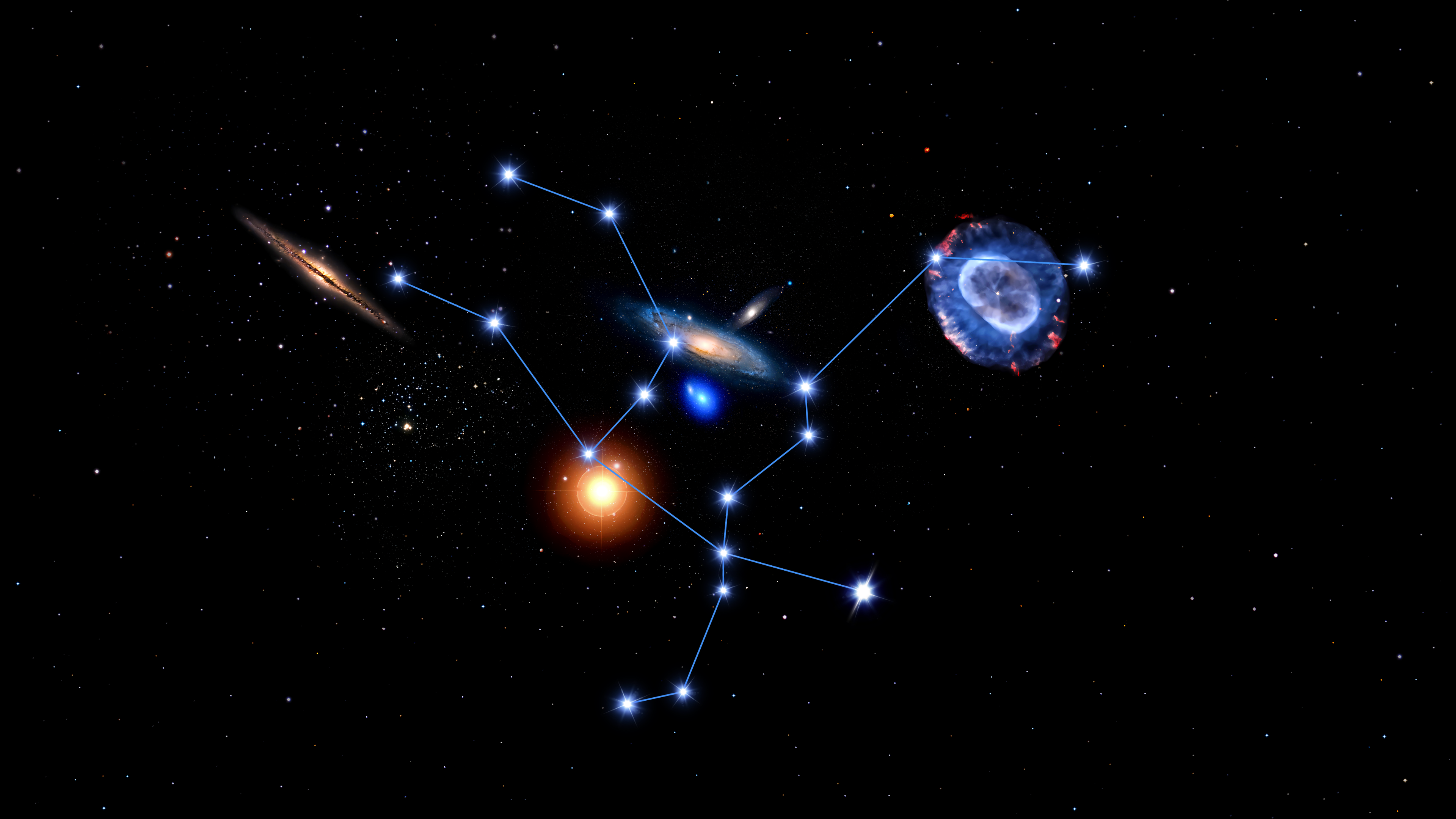 Andromeda constellation and deep-sky objects